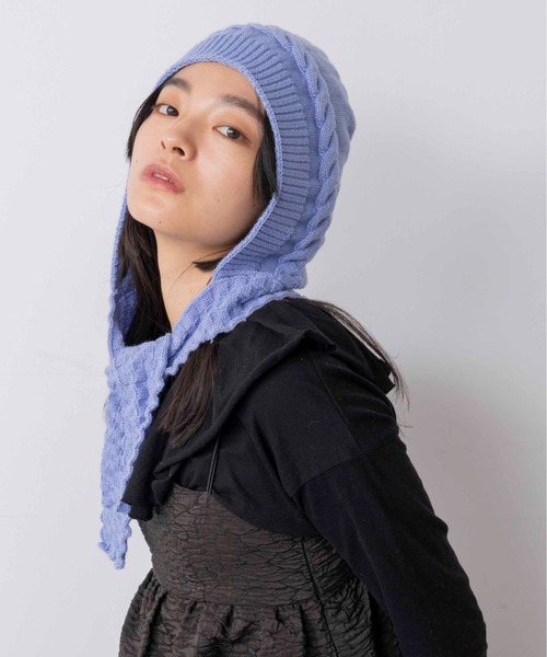 Casselini（キャセリーニ）の「Casselini(キャセリーニ)バラクラバマフラー（ニットキャップ/ビーニー・レディース・アイボリー/ブラック/ブルー/イエロー・FREE）」の7枚目の写真