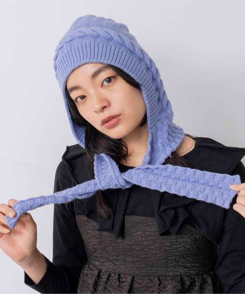 Casselini（キャセリーニ）の「Casselini(キャセリーニ)バラクラバマフラー（ニットキャップ/ビーニー・レディース・アイボリー/ブラック/ブルー/イエロー・FREE）」の9枚目の写真