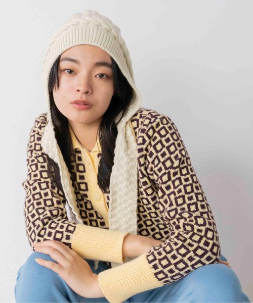 Casselini（キャセリーニ）の「Casselini(キャセリーニ)バラクラバマフラー（ニットキャップ/ビーニー・レディース・アイボリー/ブラック/ブルー/イエロー・FREE）」の14枚目の写真