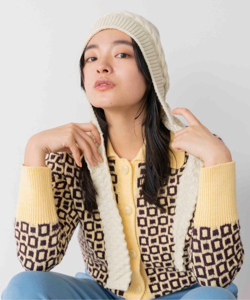 Casselini（キャセリーニ）の「Casselini(キャセリーニ)バラクラバマフラー（ニットキャップ/ビーニー・レディース・アイボリー/ブラック/ブルー/イエロー・FREE）」の16枚目の写真