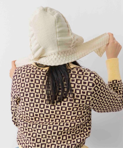 Casselini（キャセリーニ）の「Casselini(キャセリーニ)バラクラバマフラー（ニットキャップ/ビーニー・レディース・アイボリー/ブラック/ブルー/イエロー・FREE）」の18枚目の写真