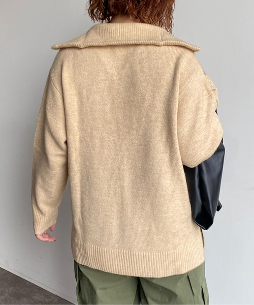 CPCM（シーピーシーエム）の「ハーフジップニットプルオーバー（ニット/セーター・レディース・ブラック/オレンジ/ブルー/ライトベージュ・FREE）」の9枚目の写真