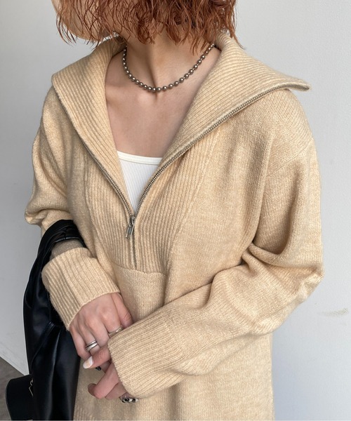 CPCM（シーピーシーエム）の「ハーフジップニットプルオーバー（ニット/セーター・レディース・ブラック/オレンジ/ブルー/ライトベージュ・FREE）」の10枚目の写真