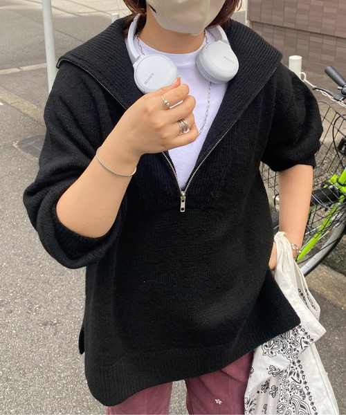 CPCM（シーピーシーエム）の「ハーフジップニットプルオーバー（ニット/セーター・レディース・ブラック/オレンジ/ブルー/ライトベージュ・FREE）」の11枚目の写真