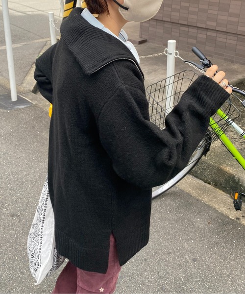 CPCM（シーピーシーエム）の「ハーフジップニットプルオーバー（ニット/セーター・レディース・ブラック/オレンジ/ブルー/ライトベージュ・FREE）」の15枚目の写真