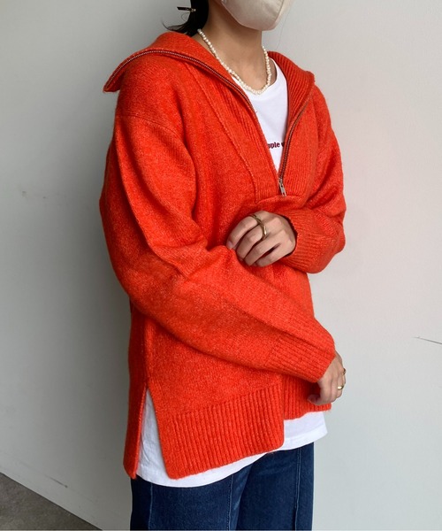 CPCM（シーピーシーエム）の「ハーフジップニットプルオーバー（ニット/セーター・レディース・ブラック/オレンジ/ブルー/ライトベージュ・FREE）」の18枚目の写真