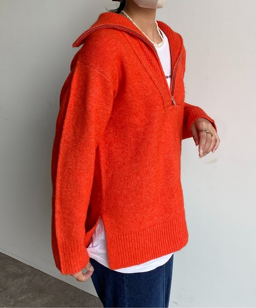 CPCM（シーピーシーエム）の「ハーフジップニットプルオーバー（ニット/セーター・レディース・ブラック/オレンジ/ブルー/ライトベージュ・FREE）」の17枚目の写真
