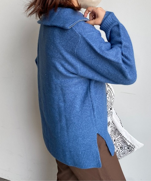 CPCM（シーピーシーエム）の「ハーフジップニットプルオーバー（ニット/セーター・レディース・ブラック/オレンジ/ブルー/ライトベージュ・FREE）」の5枚目の写真