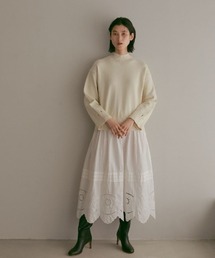 CASA FLINE | エンブロイダリーニットドッキングドレス(ワンピース)