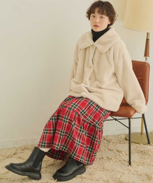 MERLOT（メルロー）の「ビッグカラーファーコート（その他アウター・レディース・チャコールグレー/ブルー/アイボリー・FREE）」の22枚目の写真