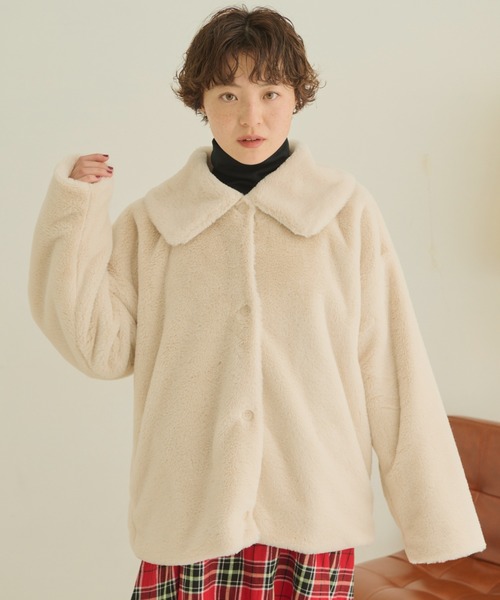 MERLOT（メルロー）の「ビッグカラーファーコート（その他アウター・レディース・チャコールグレー/ブルー/アイボリー・FREE）」の13枚目の写真