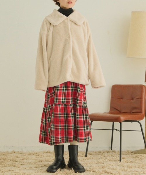 MERLOT（メルロー）の「ビッグカラーファーコート（その他アウター・レディース・チャコールグレー/ブルー/アイボリー・FREE）」の19枚目の写真