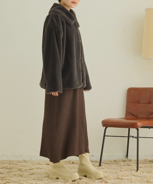 MERLOT（メルロー）の「ビッグカラーファーコート（その他アウター・レディース・チャコールグレー/ブルー/アイボリー・FREE）」の10枚目の写真