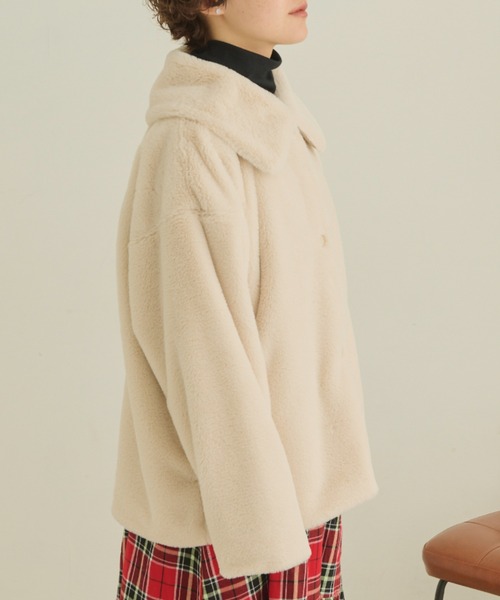 MERLOT（メルロー）の「ビッグカラーファーコート（その他アウター・レディース・チャコールグレー/ブルー/アイボリー・FREE）」の15枚目の写真