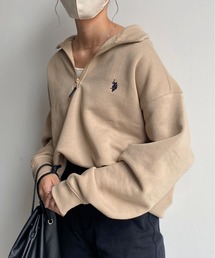 U.S. POLO ASSN. | 1ポイント刺繍 裏起毛ハーフジップ別注 ビッグシルエットスウェット(スウェット)