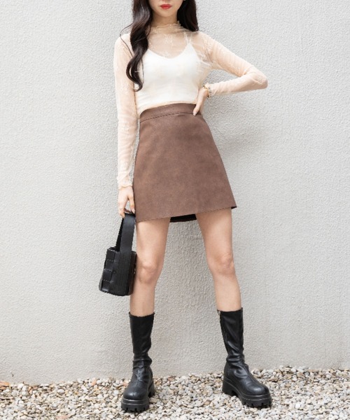 OLUPIC（オルピック）の「OLUPIC/【WEB限定】インパン裏地付き台形ミニスカート（スカート・レディース・ブラウン/ブラック/ライトベージュ・MEDIUM/LARGE）」の13枚目の写真