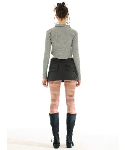 outxo（アウトエクソ）の「A'GEM/9 × .kom『OUTXO/アウトエクソ』hari zip-up/クロップド丈 長袖 ジップアップ ニット（ニット/セーター・レディース・ブラック/グリーン/グレー・FREE）」の17枚目の写真