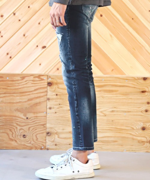 LUXSTYLE(ラグスタイル)の「ペンキリペアダメージスキニーデニムパンツ(デニムパンツ・メンズ・ブルー/インディゴブルー・M/L/S)」の6枚目の写真