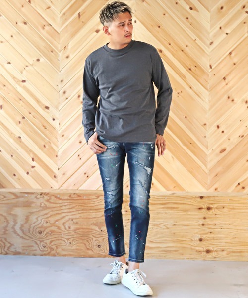 LUXSTYLE(ラグスタイル)の「ペンキリペアダメージスキニーデニムパンツ(デニムパンツ・メンズ・ブルー/インディゴブルー・M/L/S)」の8枚目の写真