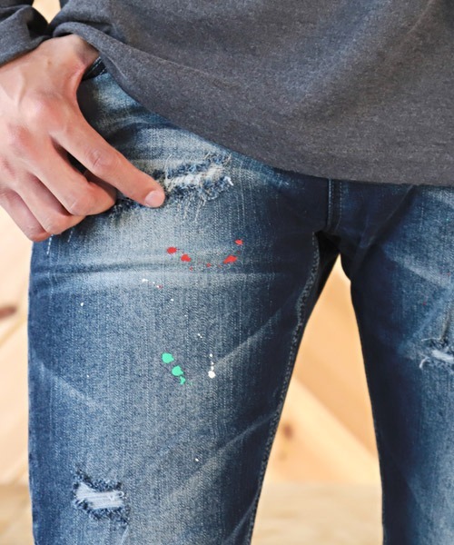 LUXSTYLE(ラグスタイル)の「ペンキリペアダメージスキニーデニムパンツ(デニムパンツ・メンズ・ブルー/インディゴブルー・M/L/S)」の11枚目の写真