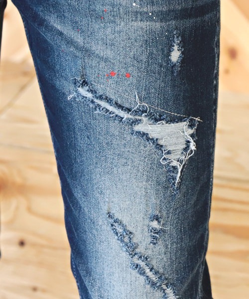 LUXSTYLE(ラグスタイル)の「ペンキリペアダメージスキニーデニムパンツ(デニムパンツ・メンズ・ブルー/インディゴブルー・M/L/S)」の12枚目の写真