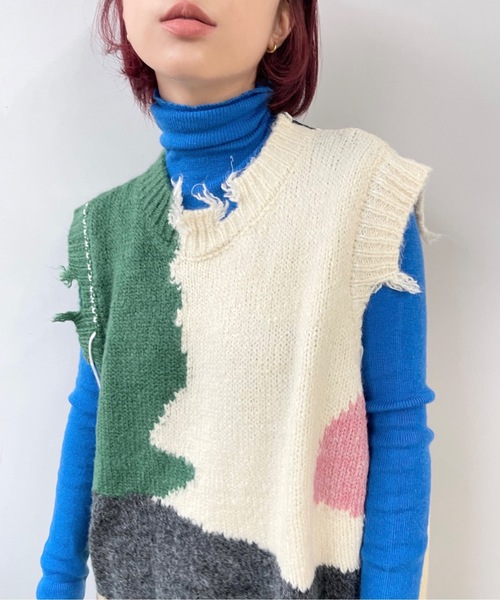 SANSeLF（サンセルフ）の「カラーインナートップス【SANSeLF】sanw22a077（ニット/セーター・レディース・グリーン/ブラック/ブルー/ピンク/ブラウン・FREE）」の7枚目の写真