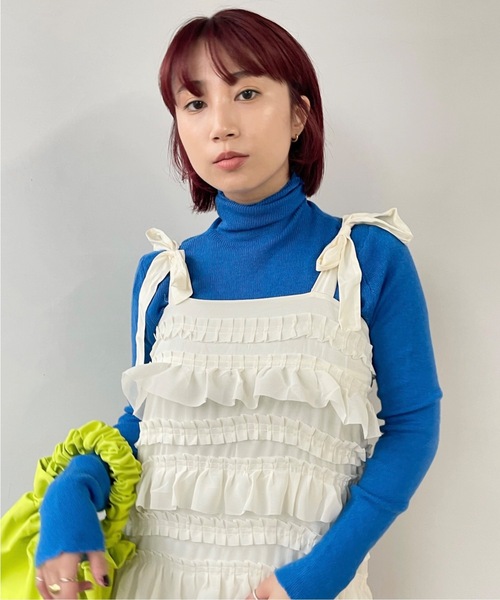 SANSeLF（サンセルフ）の「カラーインナートップス【SANSeLF】sanw22a077（ニット/セーター・レディース・グリーン/ブラック/ブルー/ピンク/ブラウン・FREE）」の8枚目の写真