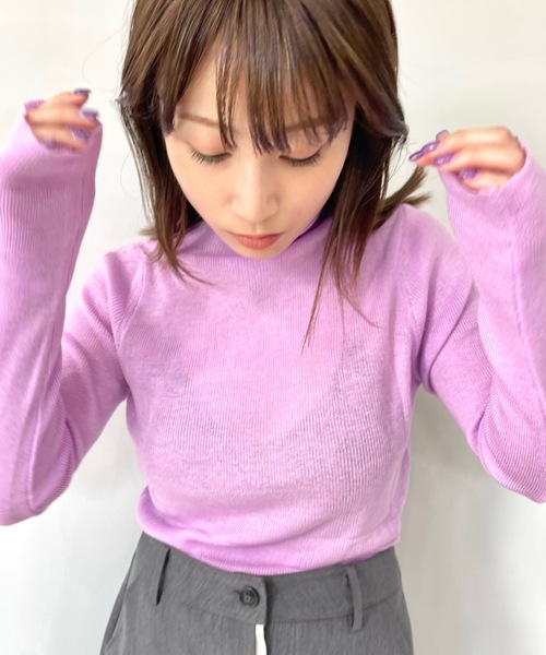 SANSeLF（サンセルフ）の「カラーインナートップス【SANSeLF】sanw22a077（ニット/セーター・レディース・グリーン/ブラック/ブルー/ピンク/ブラウン・FREE）」の14枚目の写真