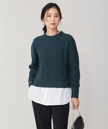 【洗える】 ソフトカシミヤミックス 幾何学柄ニット