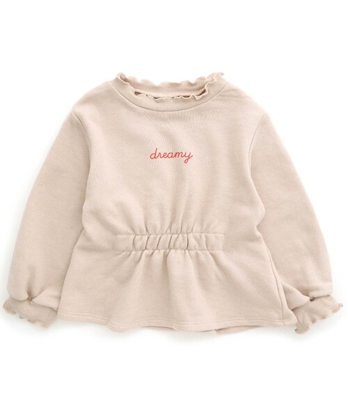 apres les cours(アプレレクール)の「ロゴプリントペプラムトレーナー(スウェット・キッズ・サックスブルー/オレンジ/ベージュ・80/90/100/110/120/130/140)」の2枚目の写真