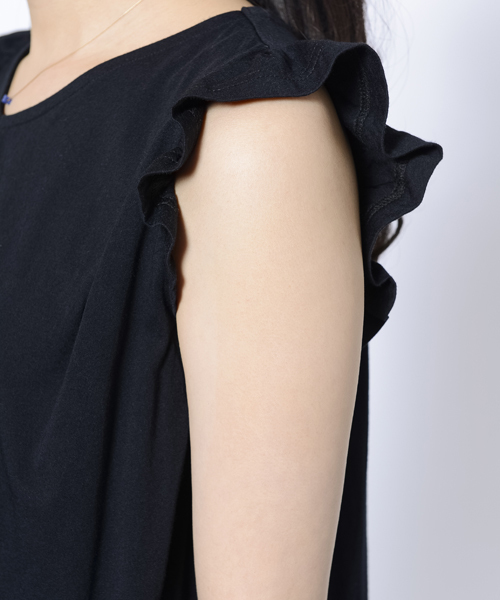 MILKFED.（ミルクフェド）の「FRILL SLEEVE TOP（Tシャツ/カットソー・レディース・ブラック/アッシュ/ネイビー・ONE SIZE）」の6枚目の写真