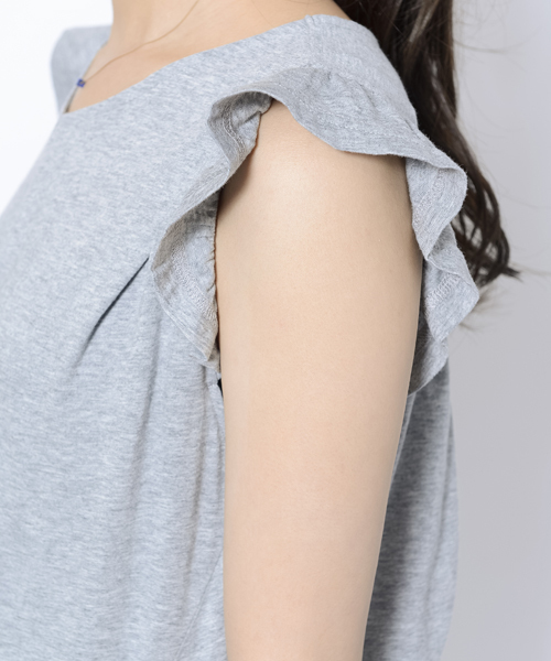 MILKFED.（ミルクフェド）の「FRILL SLEEVE TOP（Tシャツ/カットソー・レディース・ブラック/アッシュ/ネイビー・ONE SIZE）」の7枚目の写真