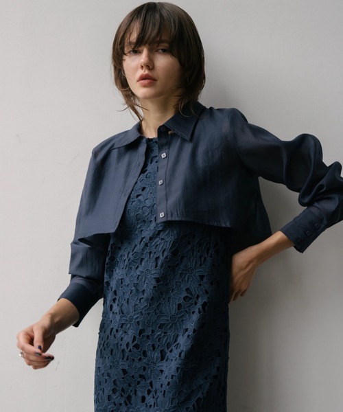 WILLFULLY（ウィルフリー）の「sheer shirt layered no sleeve lace OP  