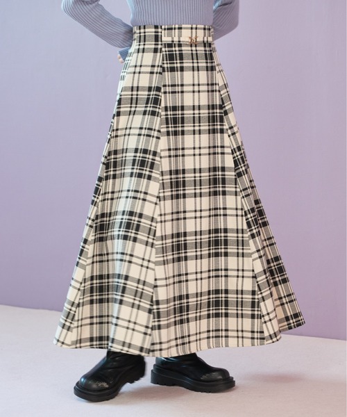 OLIVE des OLIVE(オリーブデオリーブ)の「ウエストビットフレアスカート(スカート・レディース・チェック/スミクロ/ブラック・FREE)」の3枚目の写真
