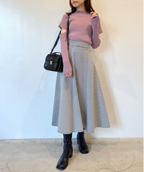 OLIVE des OLIVE(オリーブデオリーブ)の「ウエストビットフレアスカート(スカート・レディース・チェック/スミクロ/ブラック・FREE)」の5枚目の写真