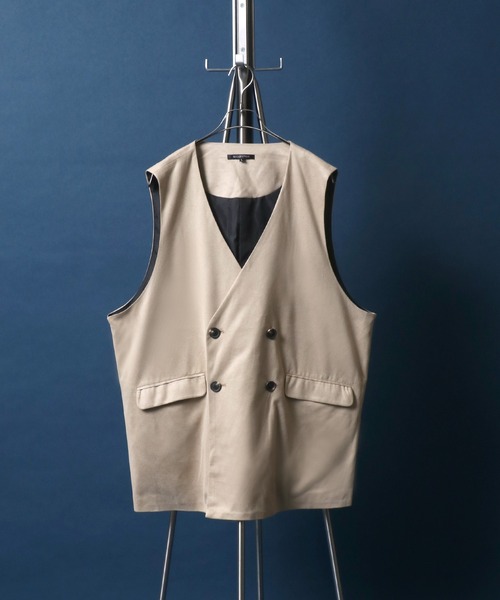 ANPAS(アンパス)の「Eco Suede Oversize No Collar Gilet/エコスウェード オーバーサイズ ノーカラー ジレベスト(ベスト・メンズ・ブラウン/ブラック/グレイッシュベージュ・M/L)」の1枚目の写真