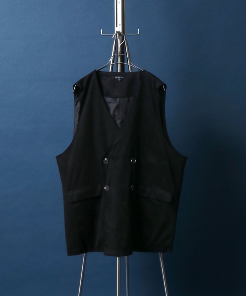 ANPAS(アンパス)の「Eco Suede Oversize No Collar Gilet/エコスウェード オーバーサイズ ノーカラー ジレベスト(ベスト・メンズ・ブラウン/ブラック/グレイッシュベージュ・M/L)」の2枚目の写真