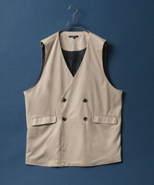 ANPAS(アンパス)の「Eco Suede Oversize No Collar Gilet/エコスウェード オーバーサイズ ノーカラー ジレベスト(ベスト・メンズ・ブラウン/ブラック/グレイッシュベージュ・M/L)」の4枚目の写真
