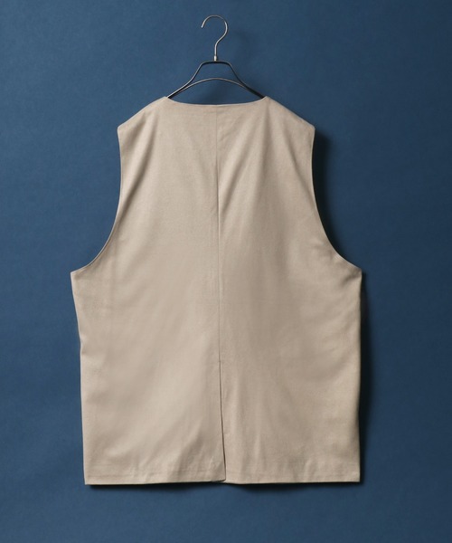 ANPAS(アンパス)の「Eco Suede Oversize No Collar Gilet/エコスウェード オーバーサイズ ノーカラー ジレベスト(ベスト・メンズ・ブラウン/ブラック/グレイッシュベージュ・M/L)」の5枚目の写真