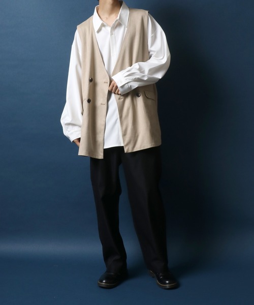 ANPAS(アンパス)の「Eco Suede Oversize No Collar Gilet/エコスウェード オーバーサイズ ノーカラー ジレベスト(ベスト・メンズ・ブラウン/ブラック/グレイッシュベージュ・M/L)」の18枚目の写真