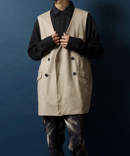 ANPAS(アンパス)の「Eco Suede Oversize No Collar Gilet/エコスウェード オーバーサイズ ノーカラー ジレベスト(ベスト・メンズ・ブラウン/ブラック/グレイッシュベージュ・M/L)」の14枚目の写真