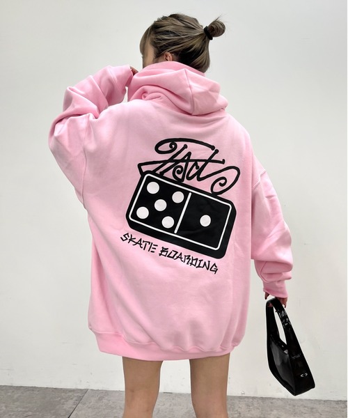 WHO'S WHO gallery（フーズフーギャラリー）の「COOPER FACTドミノスウェットパーカー（パーカー・レディース・アッシュグレー/チャコールグレー/ブラック/レッド/パープル/ホワイト/ピンク・FREE）」の6枚目の写真