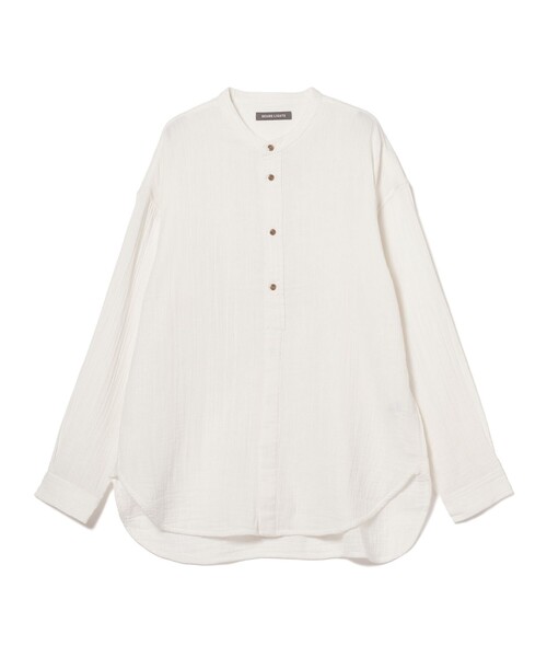 BEAMS LIGHTS（ビームスライツ）の「BEAMS LIGHTS / ダブルガーゼ バンドカラーシャツ（シャツ/ブラウス・メンズ・ベージュ/オフホワイト・S/M/L）」の16枚目の写真