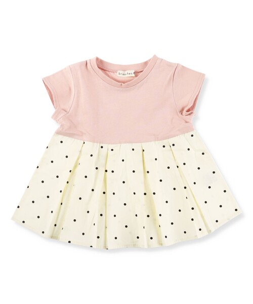 BRANSHES（ブランシェス）の「【WEB限定】裾布帛タック入り半袖Tシャツ（Tシャツ/カットソー・キッズ・ラベンダー/ピンク/オフホワイト/チャコールグレー・130/120/100/150/110/140）」の4枚目の写真