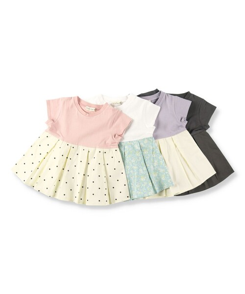 BRANSHES（ブランシェス）の「【WEB限定】裾布帛タック入り半袖Tシャツ（Tシャツ/カットソー・キッズ・ラベンダー/ピンク/オフホワイト/チャコールグレー・130/120/100/150/110/140）」の5枚目の写真