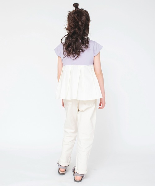 BRANSHES（ブランシェス）の「【WEB限定】裾布帛タック入り半袖Tシャツ（Tシャツ/カットソー・キッズ・ラベンダー/ピンク/オフホワイト/チャコールグレー・130/120/100/150/110/140）」の19枚目の写真