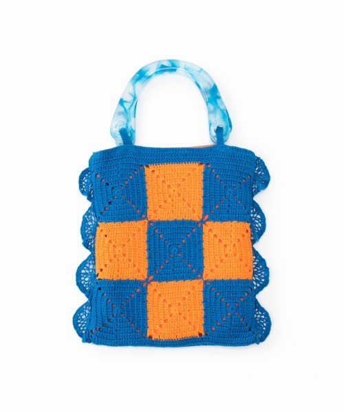 Casselini（キャセリーニ）の「Casselini(キャセリーニ)スクエアクロシェハンドバッグ（ハンドバッグ・レディース・ブラック/ブルー・FREE）」の4枚目の写真