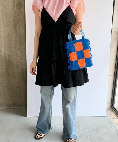 Casselini（キャセリーニ）の「Casselini(キャセリーニ)スクエアクロシェハンドバッグ（ハンドバッグ・レディース・ブラック/ブルー・FREE）」の13枚目の写真