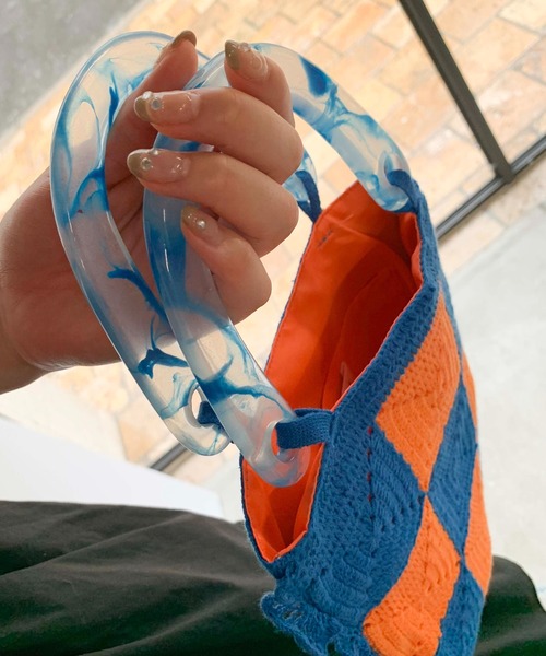 Casselini（キャセリーニ）の「Casselini(キャセリーニ)スクエアクロシェハンドバッグ（ハンドバッグ・レディース・ブラック/ブルー・FREE）」の17枚目の写真