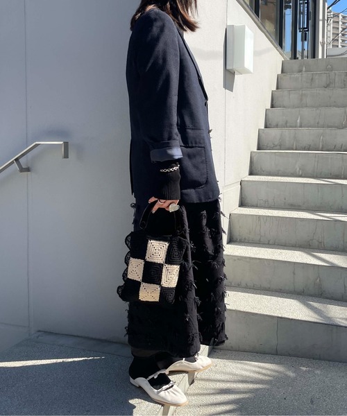 Casselini（キャセリーニ）の「Casselini(キャセリーニ)スクエアクロシェハンドバッグ（ハンドバッグ・レディース・ブラック/ブルー・FREE）」の21枚目の写真